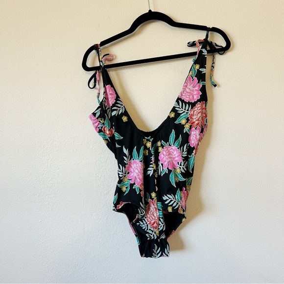 Sunn Lab Swim Black Floral One Piece Swimsuit L - Picture 4 of 4
